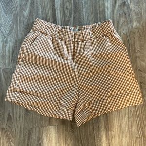 Burnt orange gingham Everlane shorts